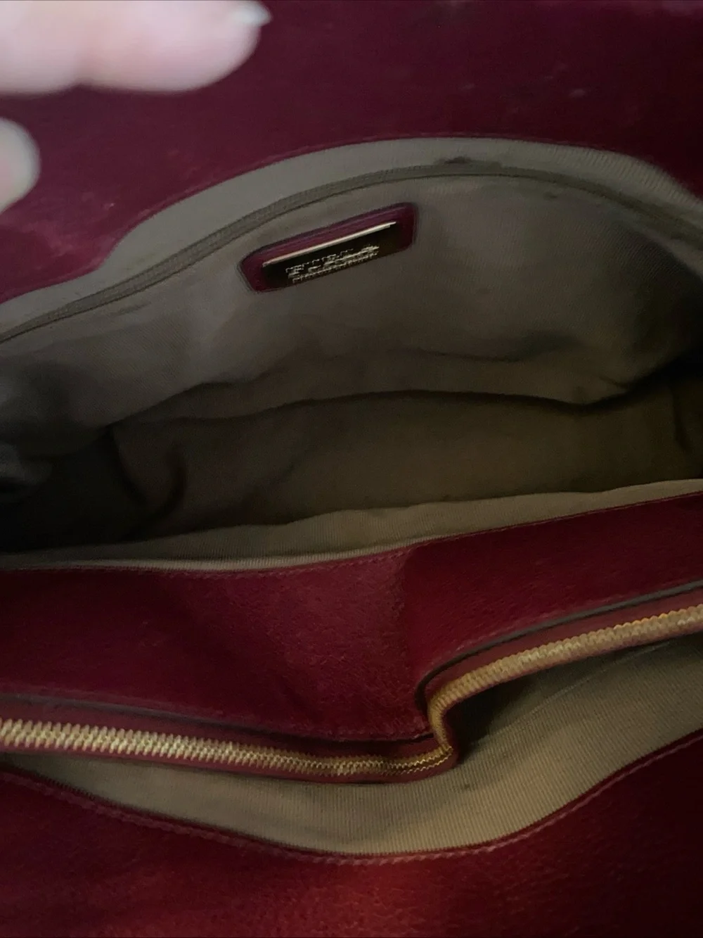 Furla Burgundy Leather Top-Handle Tote